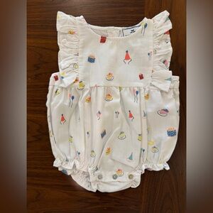 Petite Plume Ruffled Romper Birthday Wishes Size 0-3m